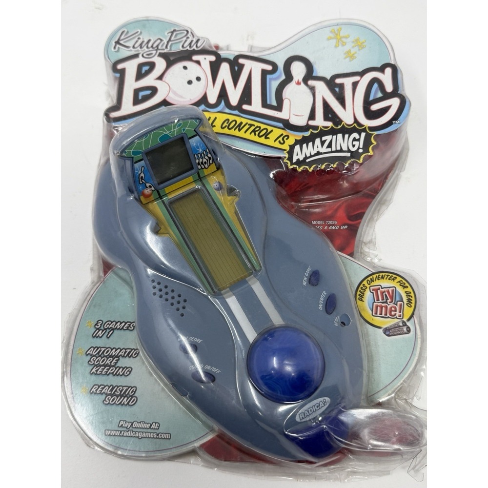 Radica King Pin Bowling Handheld Electronic Travel Game Roller‎ Ball 2001 NIP